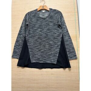 Lucky Brand Knit Tunic Top Black White Speckled Long Sleeve Casual Womens XS